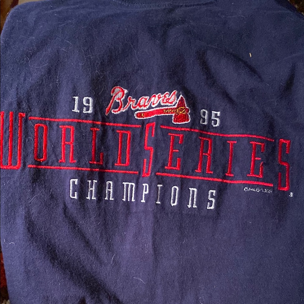 1995 World Series Champions Navy Short Sleeved T-Shirt, size Large Ladies